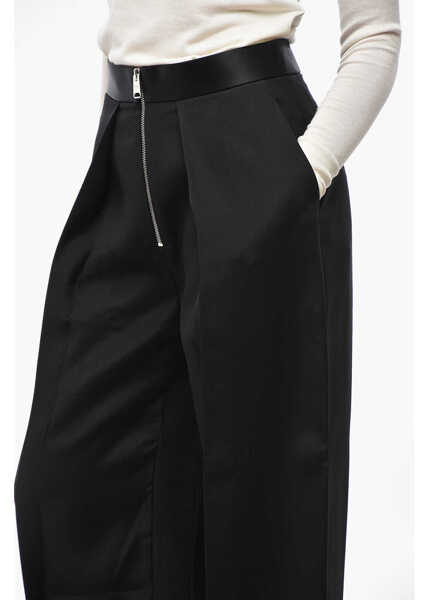 Pantaloni casual Khaite Single-Pleated Palazzo Pants With Front Zip Black Femei (BM 19522070) 3