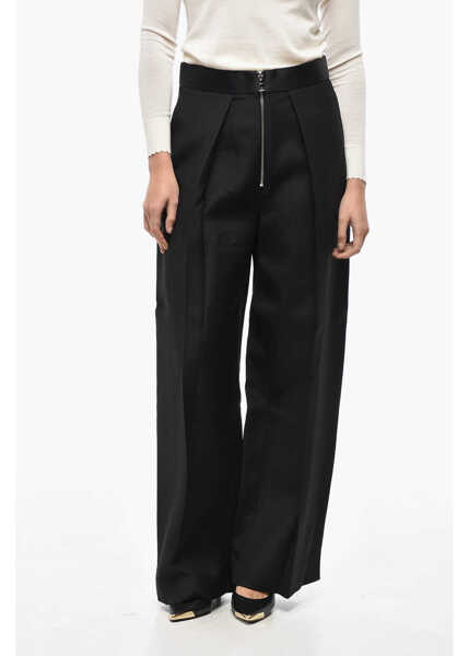 Pantaloni casual Khaite Single-Pleated Palazzo Pants With Front Zip Black Femei (BM 19522070) 1