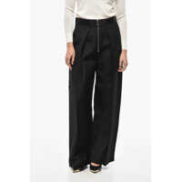 Pantaloni casual Single-Pleated Palazzo Pants With Front Zip Femei