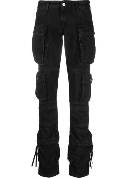Blugi drepti THE ATTICO Dark Wash Cargo Jeans With Logoed Buttons 15Cm Black Femei (BM 19522139) 1