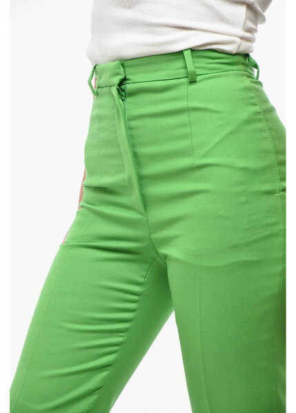 Pantaloni casual Alexander McQueen Wool Blend Cigarette Pants With Front Pleat Green Femei (BM 19522142) 3