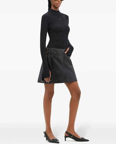 Fuste scurte COURRGES Vinyl Miniskirt With Side Buckles Black Femei (BM 19522148) 3