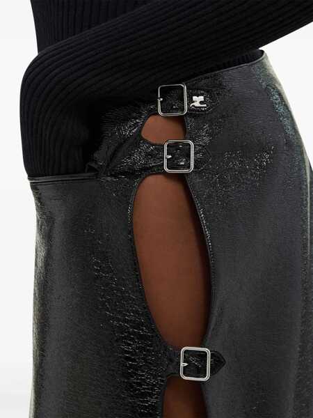 Fuste scurte COURRGES Vinyl Miniskirt With Side Buckles Black Femei (BM 19522148) 5