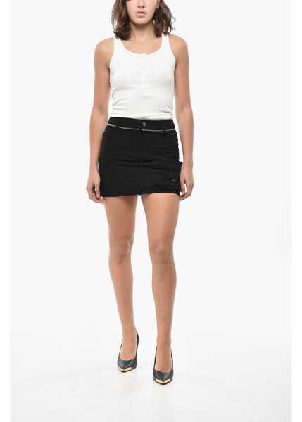 Fuste scurte Moncler Willow Smith Cotton Miniskirt With Zip Detail Black Femei (BM 19522151) 4