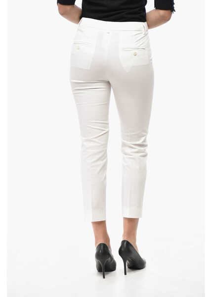 Pantaloni casual Max Mara Weekend Stretch Cotton Cecco Chinos Pants White Femei (BM 19522157) 2