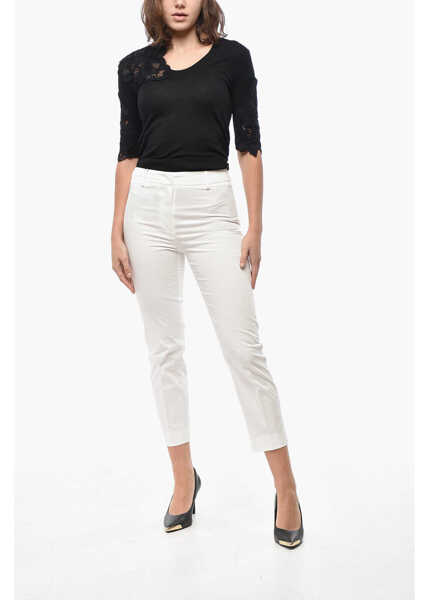 Pantaloni casual Max Mara Weekend Stretch Cotton Cecco Chinos Pants White Femei (BM 19522157) 4