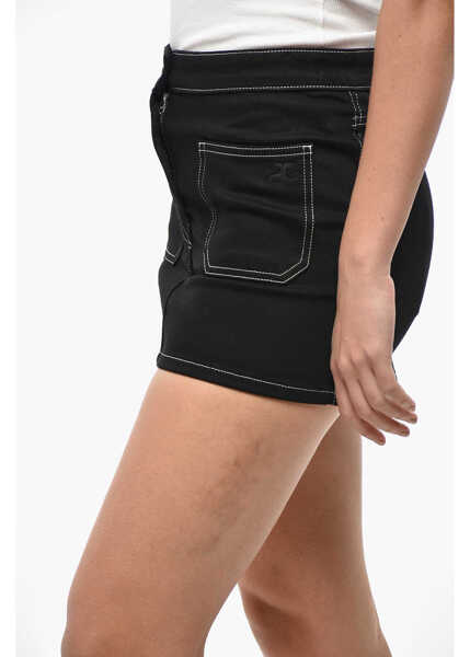 Fuste scurte COURRGES Stretch Cotton Miniskirt With Visible Stitchings Black Femei (BM 19522160) 3