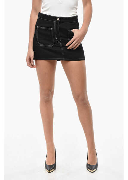 Fuste scurte COURRGES Stretch Cotton Miniskirt With Visible Stitchings Black Femei (BM 19522160) 1