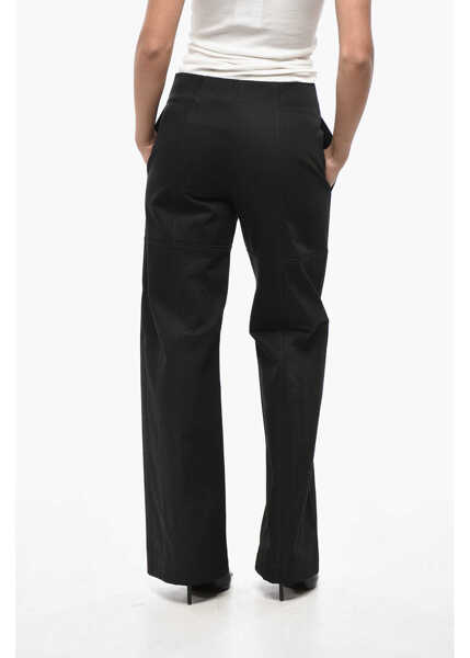 Pantaloni casual Jil Sander Cotton Straight Fit Pants With Front Full Zips Black Femei (BM 19522172) 2