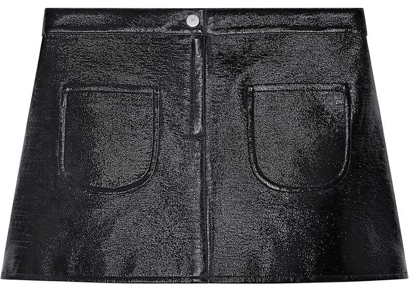 Fuste scurte COURRGES Vinyl Miniskirt With Patch Pockets Black Femei (BM 19522178) 1