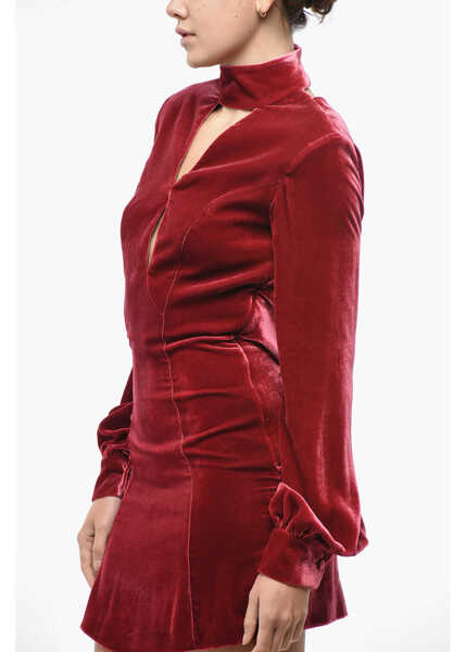 Rochii scurte RAQUEL DINIZ Velour Natalie Dress With Cut-Outs Red Femei (BM 19522181) 3