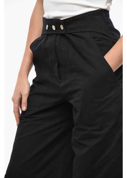 Pantaloni casual THE ANDAMANE Cotton Sarah Casual Pants With Buttons Black Femei (BM 19522184) 3