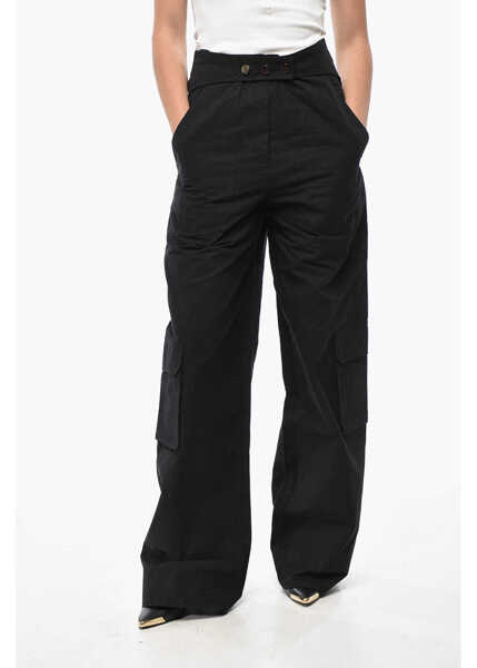 Pantaloni casual THE ANDAMANE Cotton Sarah Casual Pants With Buttons Black Femei (BM 19522184) 1