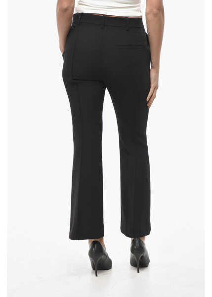 Pantaloni casual Bottega Veneta Wool Flared Fit Pants With Belt Loops Black Femei (BM 19522190) 2