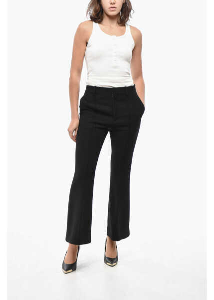 Pantaloni casual Bottega Veneta Wool Flared Fit Pants With Belt Loops Black Femei (BM 19522190) 4