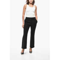 Imbracaminte Dama pagina 390 - Pantaloni casual Bottega Veneta Wool Flared Fit Pants With Belt Loops Black Femei (BM 19522190) - B-mall.ro