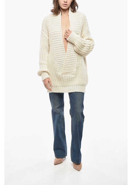 Pulovere casual Dior V Neck Mohair Blend Pullover White Femei (BM 19522196) 4