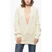 Pulovere casual V Neck Mohair Blend Pullover Femei