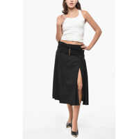 Fuste lungi Dama pagina 2 - Fuste lungi Alexander McQueen Wool Accordion Midi Skirt With Belt Black Femei (BM 19522202) - B-mall.ro