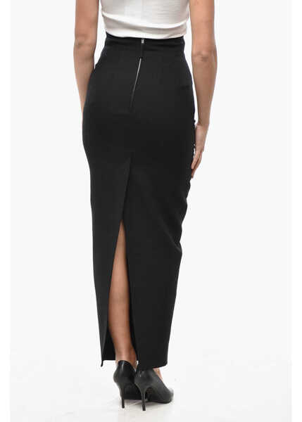Fuste lungi Rick Owens Porterville Back Split Dirt Pillar Pencil Skirt Black Femei (BM 19522214) 2