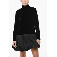 Rochii scurte Max Mara Dama - Rochii scurte Max Mara Velour Osso Dress With Organza Flounce Black Femei (BM 19522217) - B-mall.ro