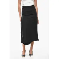 Fuste lungi Double-Layered Midi Skirt With Side Full Zip Femei
