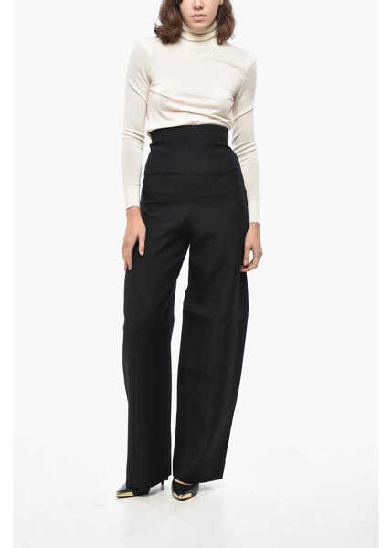 Pantaloni casual Khaite Super High-Waisted Pants With Side Zip Black Femei (BM 19522226) 4