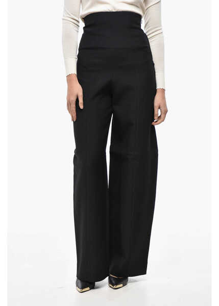 Pantaloni casual Khaite Super High-Waisted Pants With Side Zip Black Femei (BM 19522226) 1
