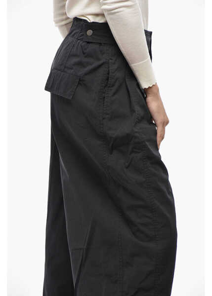 Pantaloni casual Bottega Veneta Double-Pleated Cotton Blend Pants With Cuffs Black Femei (BM 19522229) 3