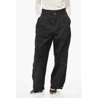 Pantaloni casual Double-Pleated Cotton Blend Pants With Cuffs Femei