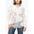 Ermanno Scervino Cable Knit Wool Blend Sweater With Lace Details White