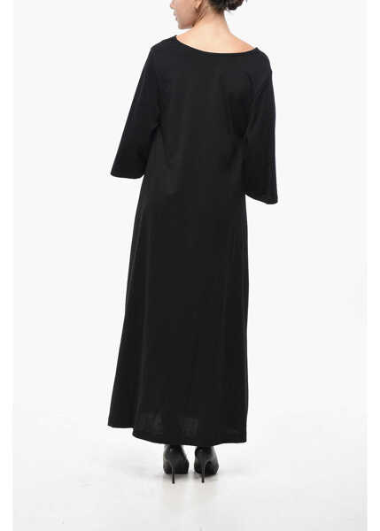 Rochii lungi BY MALENE BIRGER Cotton Yalia Dress With 3/4 Sleeves Black Femei (BM 19522238) 2