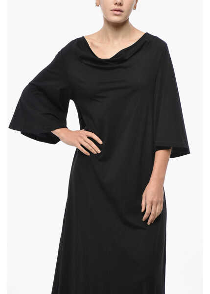 Rochii lungi BY MALENE BIRGER Cotton Yalia Dress With 3/4 Sleeves Black Femei (BM 19522238) 4