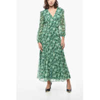 Rochii lungi Silk Chiffon Annabelle Shirt Dress With Plant Motif Femei