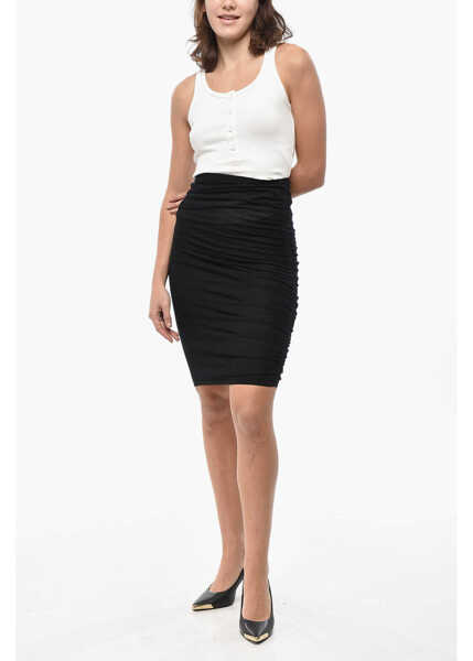 Fuste lungi Isabel Marant Draped Albane Mohair Midi Skirt Black Femei (BM 19522325) 4