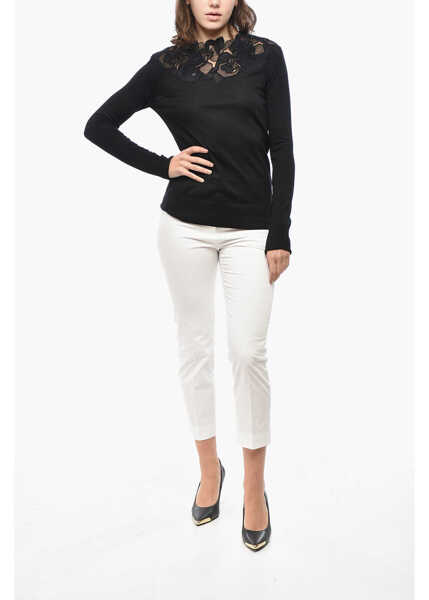 Pulovere Ermanno Scervino Merino Wool Sweater With Lace Detail Black Femei (BM 19522328) 4