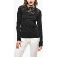 Pulovere Merino Wool Sweater With Lace Detail Femei