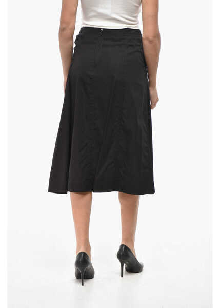 Fuste lungi Bottega Veneta Popeline Midi Skirt With Front Draping Black Femei (BM 19522337) 2