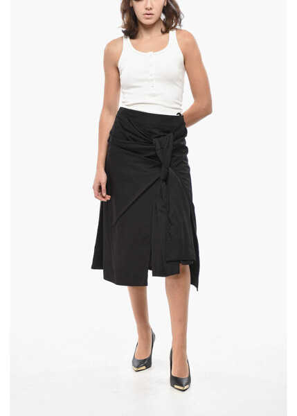 Fuste lungi Bottega Veneta Popeline Midi Skirt With Front Draping Black Femei (BM 19522337) 4