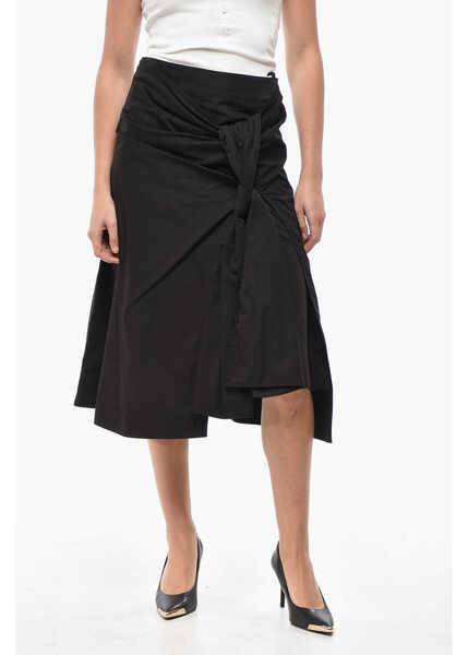 Fuste lungi Bottega Veneta Popeline Midi Skirt With Front Draping Black Femei (BM 19522337) 1