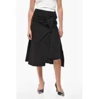Fuste lungi Popeline Midi Skirt With Front Draping Femei