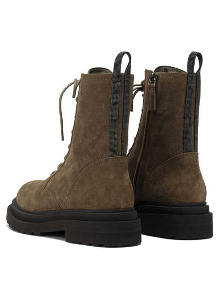 Botine Brunello Cucinelli Suede lace-up ankle boots Brown Femei (BM 19522422) 4