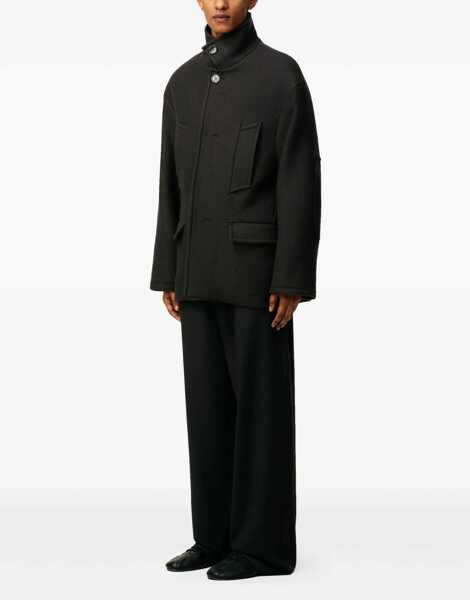 Paltoane AMI Paris Oversized Wool Gabardine Peacoat ANTHRACITE Barbati (BM 19524137) 3