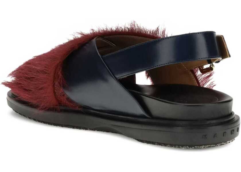 Sandale Marni Fur-lined Fussbett Sandals BLUE/CAMELIA Femei (BM 19524164) 3