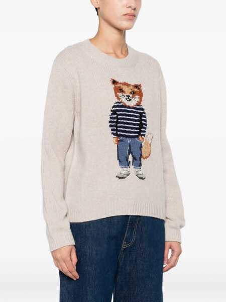 Pulovere casual MAISON KITSUN Merino wool Jumper PARCHMENT WHITE Femei (BM 19524185) 3