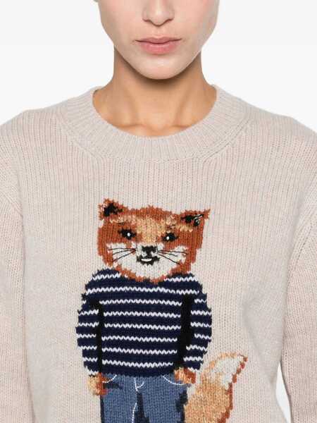 Pulovere casual MAISON KITSUN Merino wool Jumper PARCHMENT WHITE Femei (BM 19524185) 5