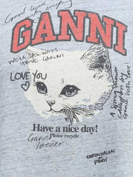 Pulovere casual Ganni Shirt With Print AZURE Femei (BM 19524419) 4