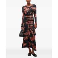 Rochii Ganni Dama - Rochii casual Ganni Long Dress With Floral Print BLACK Femei (BM 19524449) - B-mall.ro