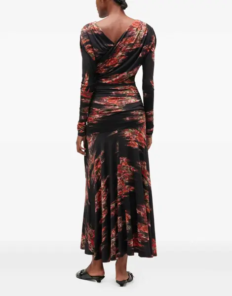 Rochii casual Ganni Long Dress With Floral Print BLACK Femei (BM 19524449) 3