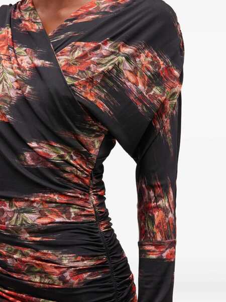 Rochii casual Ganni Long Dress With Floral Print BLACK Femei (BM 19524449) 4